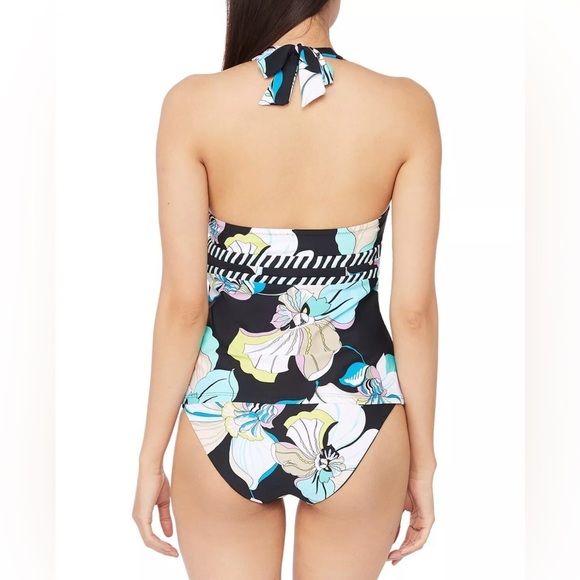 Trina Turk Tankini Top Size 10  Sintra Flora Shirred Hipster Bottom Floral Print - Picture 2 of 13